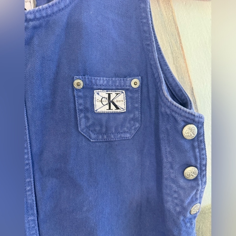 CALVIN KLEIN CK Royal Blue Denim Mini Jump Dress Women’s Size Small - Picture 4 of 7